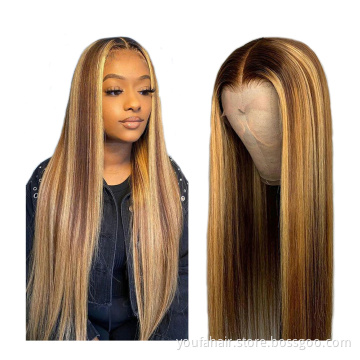 Fashional Piano Colored Wig 10A Grade Virgin Cuticle Aligned Hair 150% 200% Density Highlight Color Lace Frontal Human Hair Wig